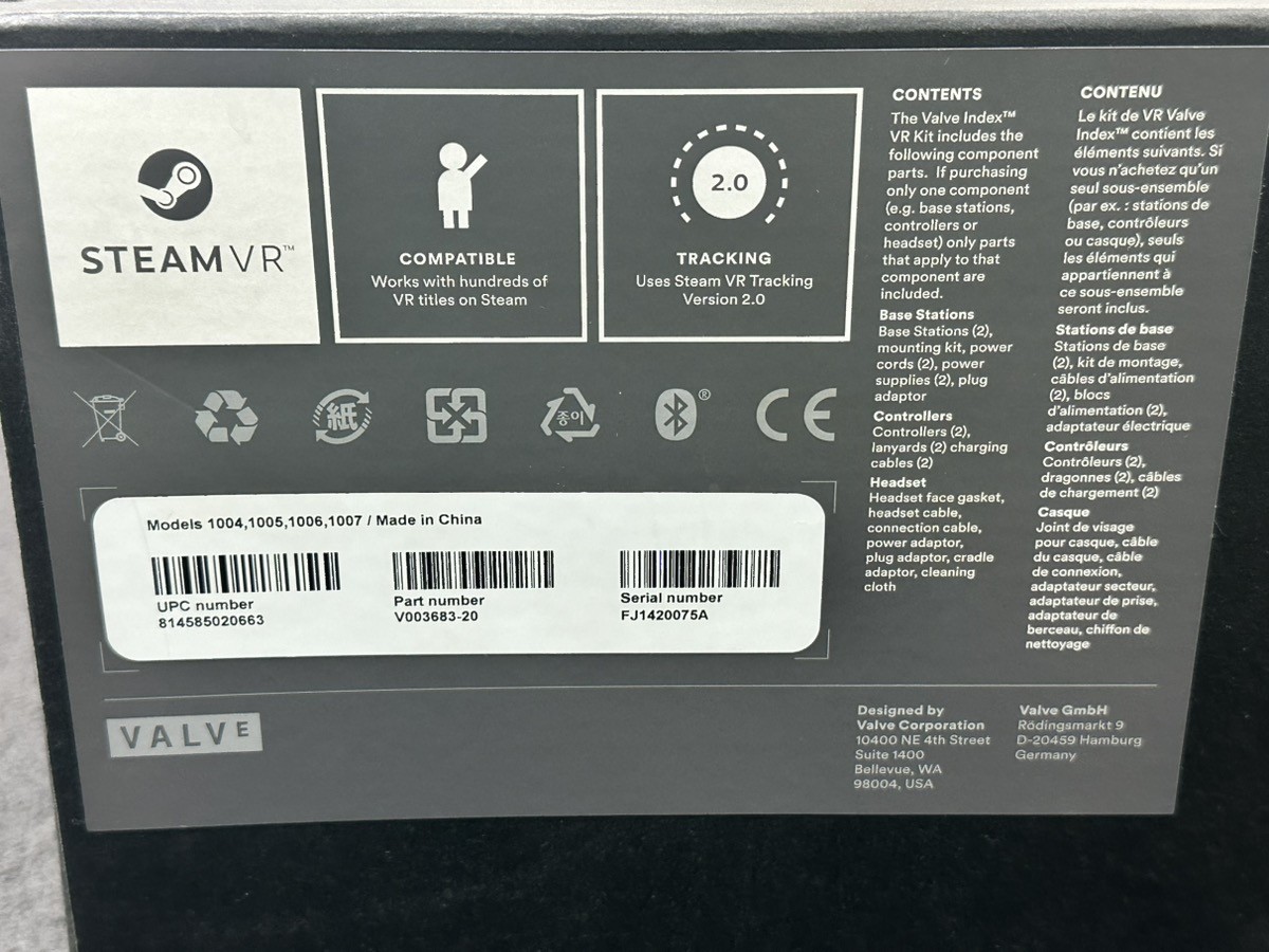 Valve Index PC Virtual Reality HMD Full Kit (PD1126109)