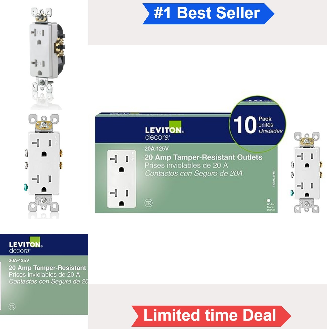 Decoration Electrical Outlet 20 Amp 125 Volt White Tamper Resistant Decora