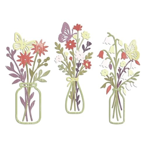 Metal Flower Wall Decor, 3PCS Minimalist Floral Wall Art Spring Pastel Flower