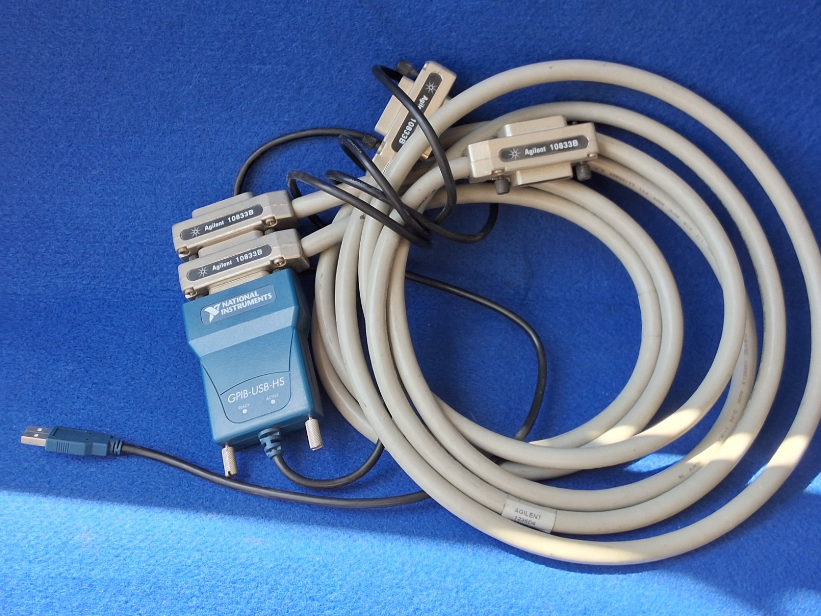 National Instruments GPIB-USB-HS Interface Adapter w/ Agilent 10833B cables.