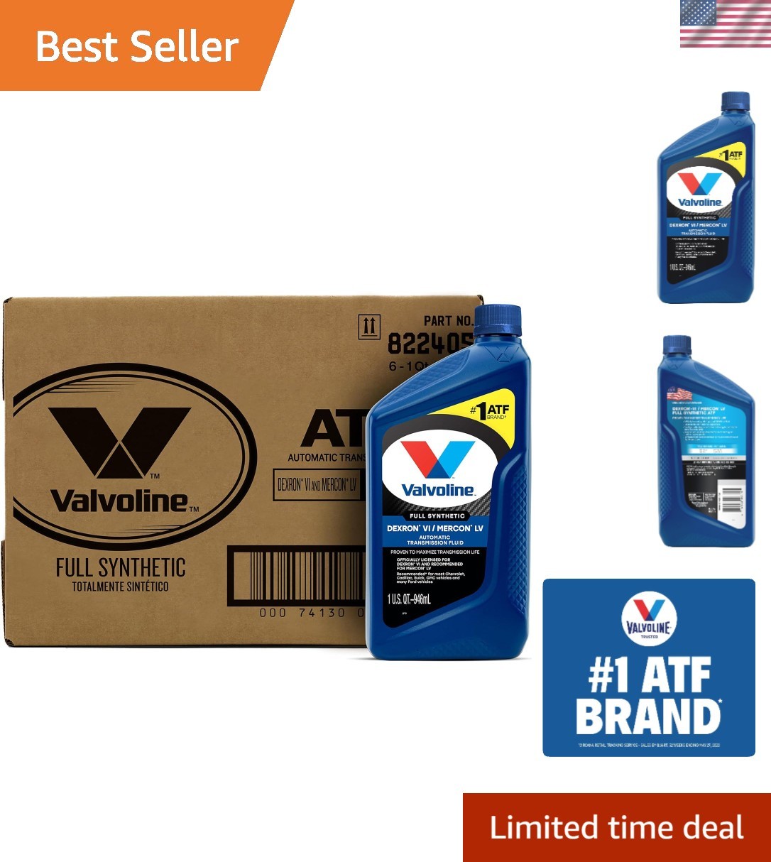 High-Performance DEXRON VI ATF - Synthetic Fluid for GM Transmissions, Case of 6