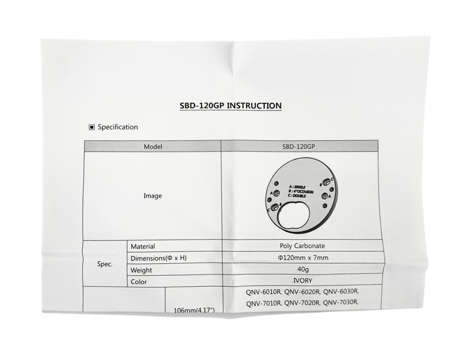 Hanwha Techwin SBD-120GP Adaptor Plates for Camera Mounting Package of 5 Ivory