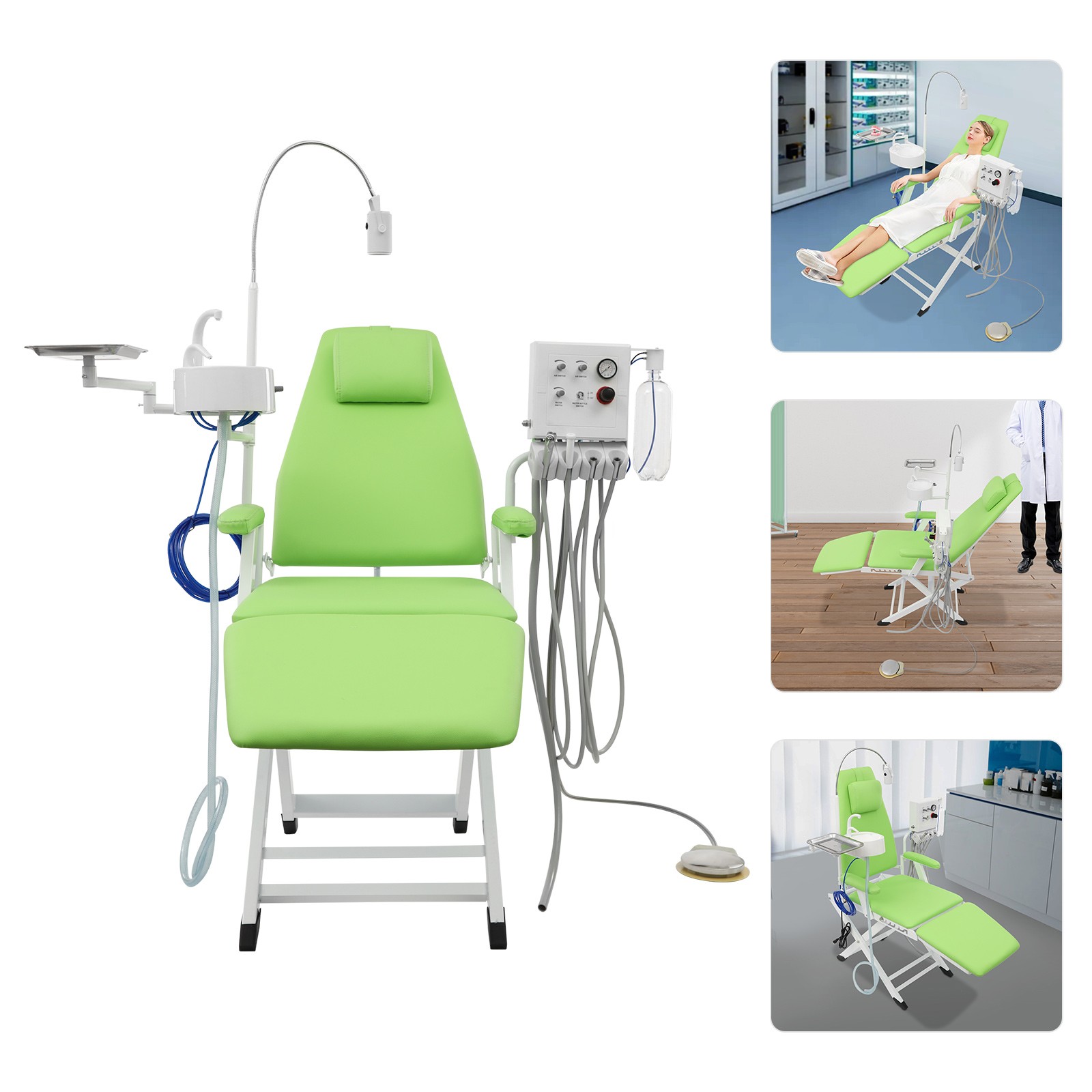 Dental Chair with Air Compressor and Cuspidor Portable Folding Treatment Unit