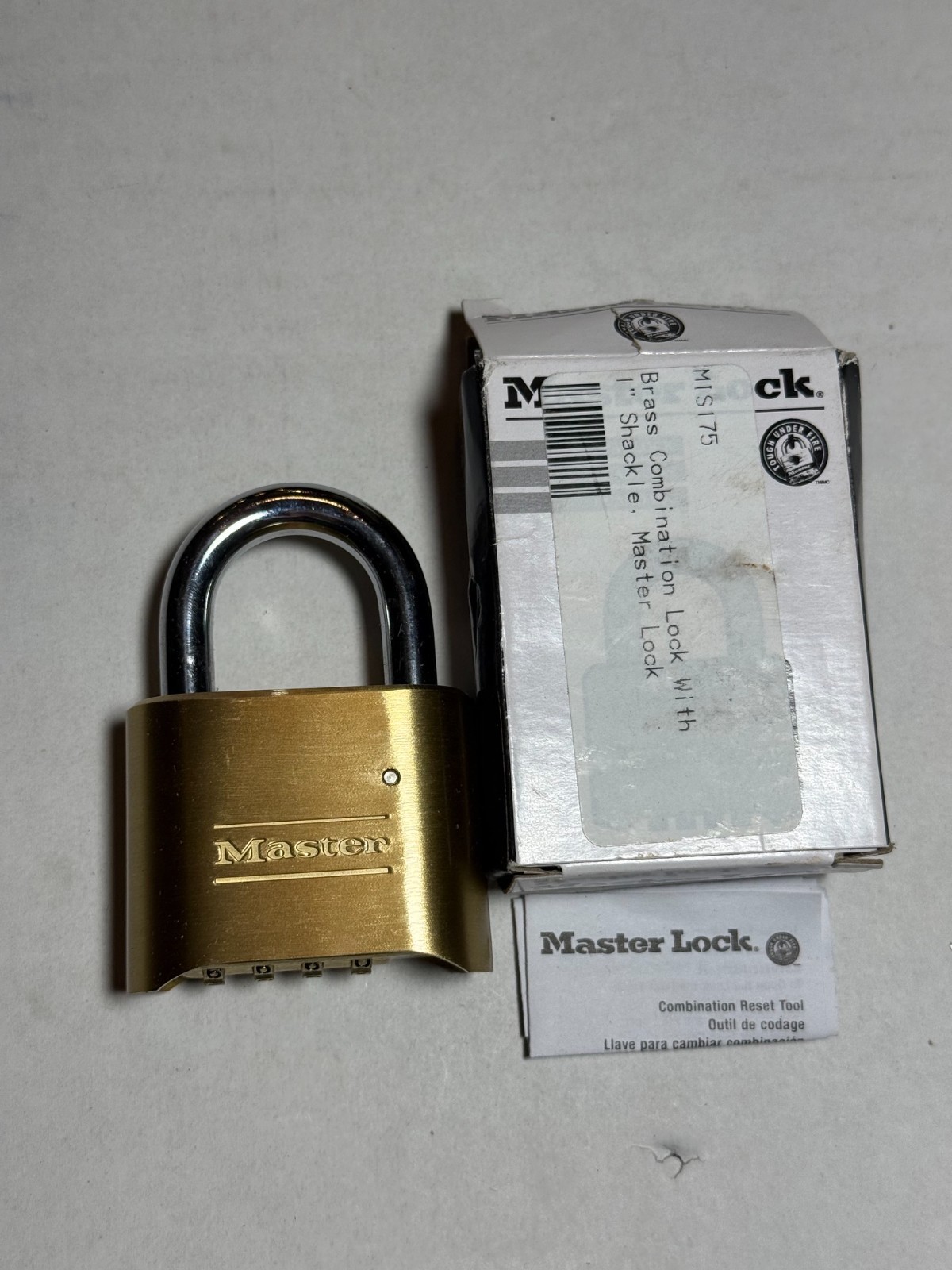 Master Lock 175 M175 4-Digit Resettable Brass Combination Padlock New Open Box