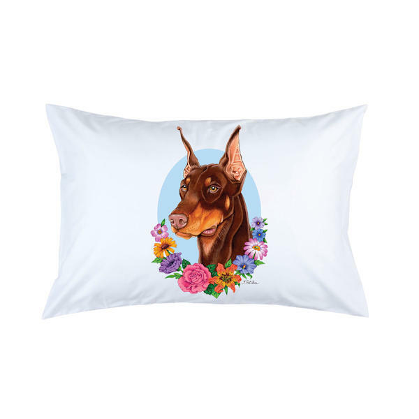 Doberman Red Cropped Micro Fiber Pillowcase