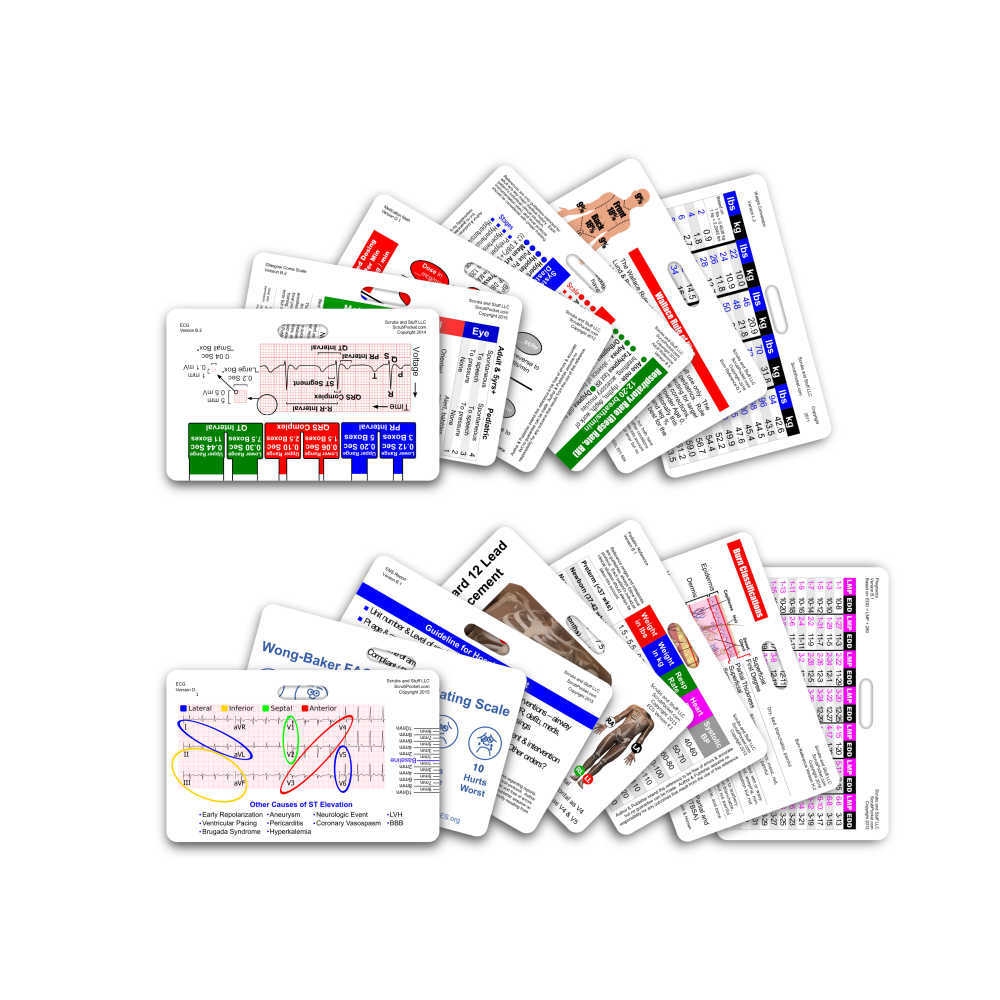 Complete EMS Horizontal Badge Card Set - 13 Cards - Reference Card EMT Paramedic