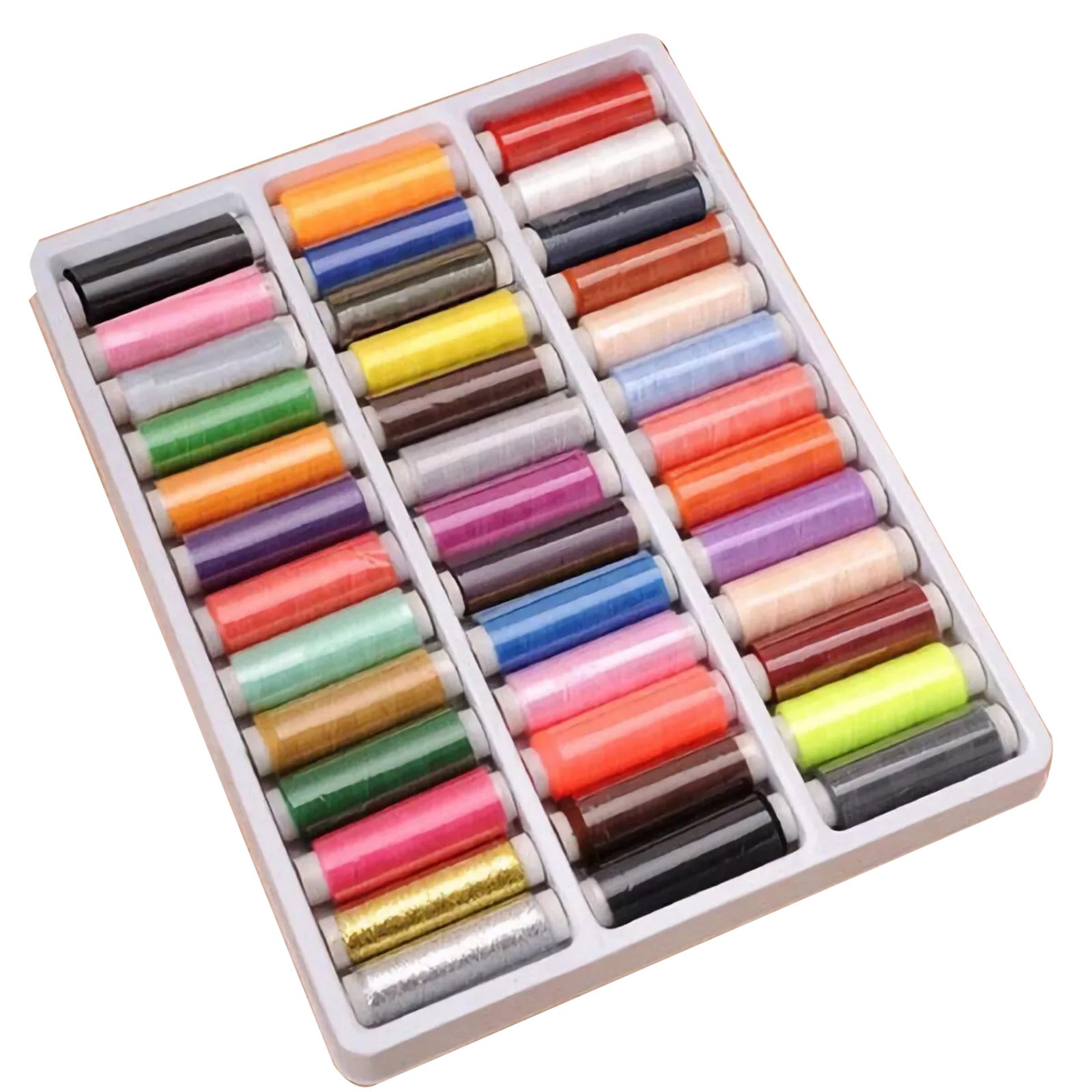 39Pcs Colored Sewing Thread Set Mixed Colors Polyester Spool 250 Yards/Axis