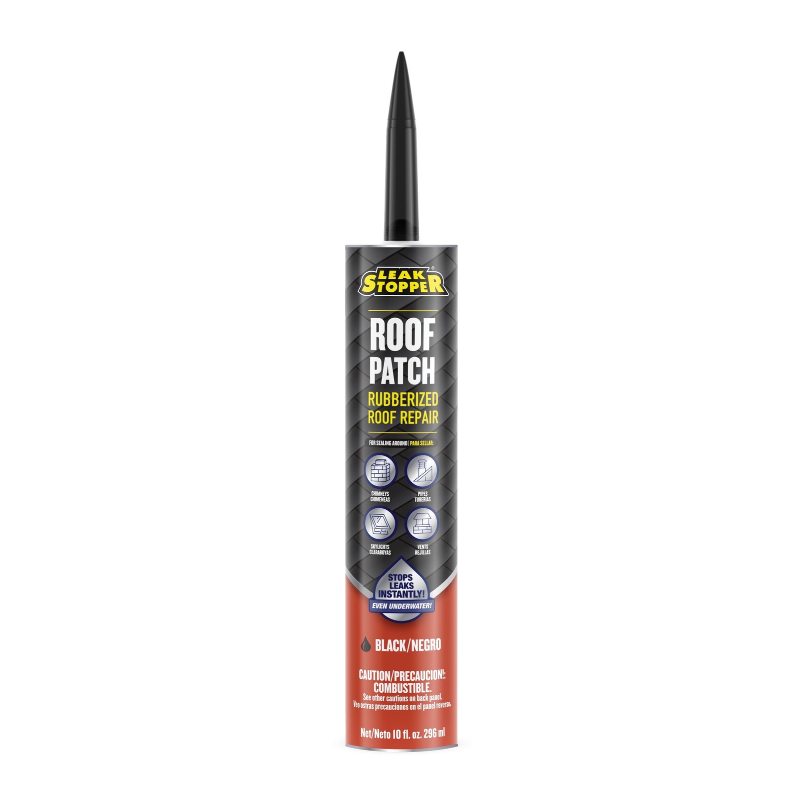 (2 pack) Leak Stopper Roof Patch, Black, 10 oz Tube