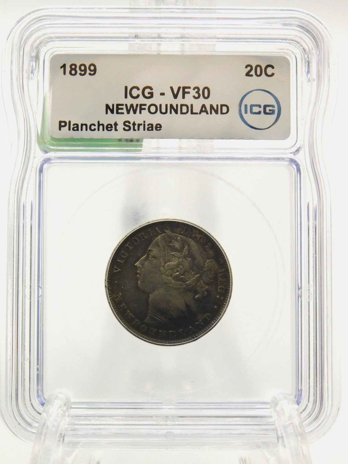 1899 NEWFOUNDLAND TWENTY CENT 20c - ICG VF30 (BT1149)