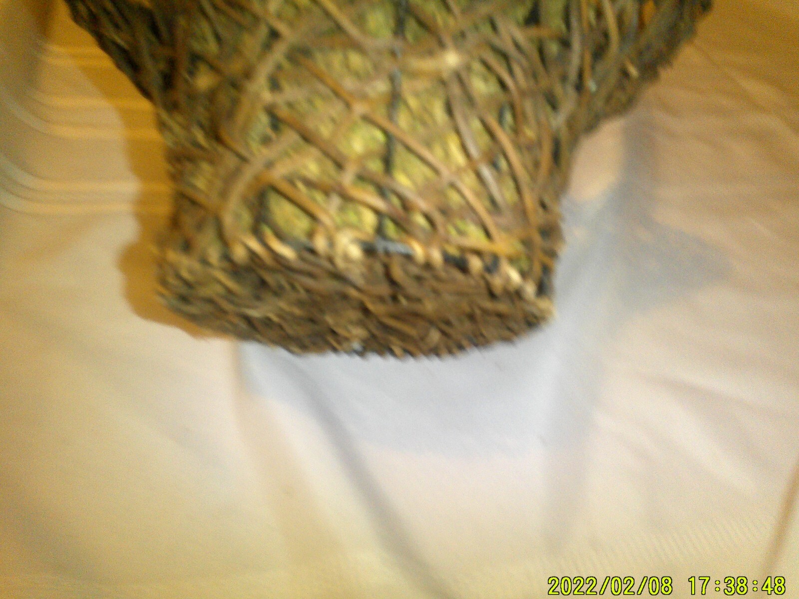 OLD WIRE BASKET WICKER COATING
