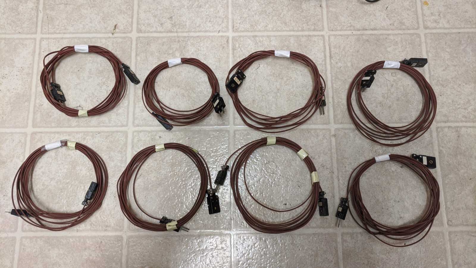 8 Type J Thermocouple 12ft Extension Cables w SMPW-CC-J-F and SMPW-CC-J-M plugs