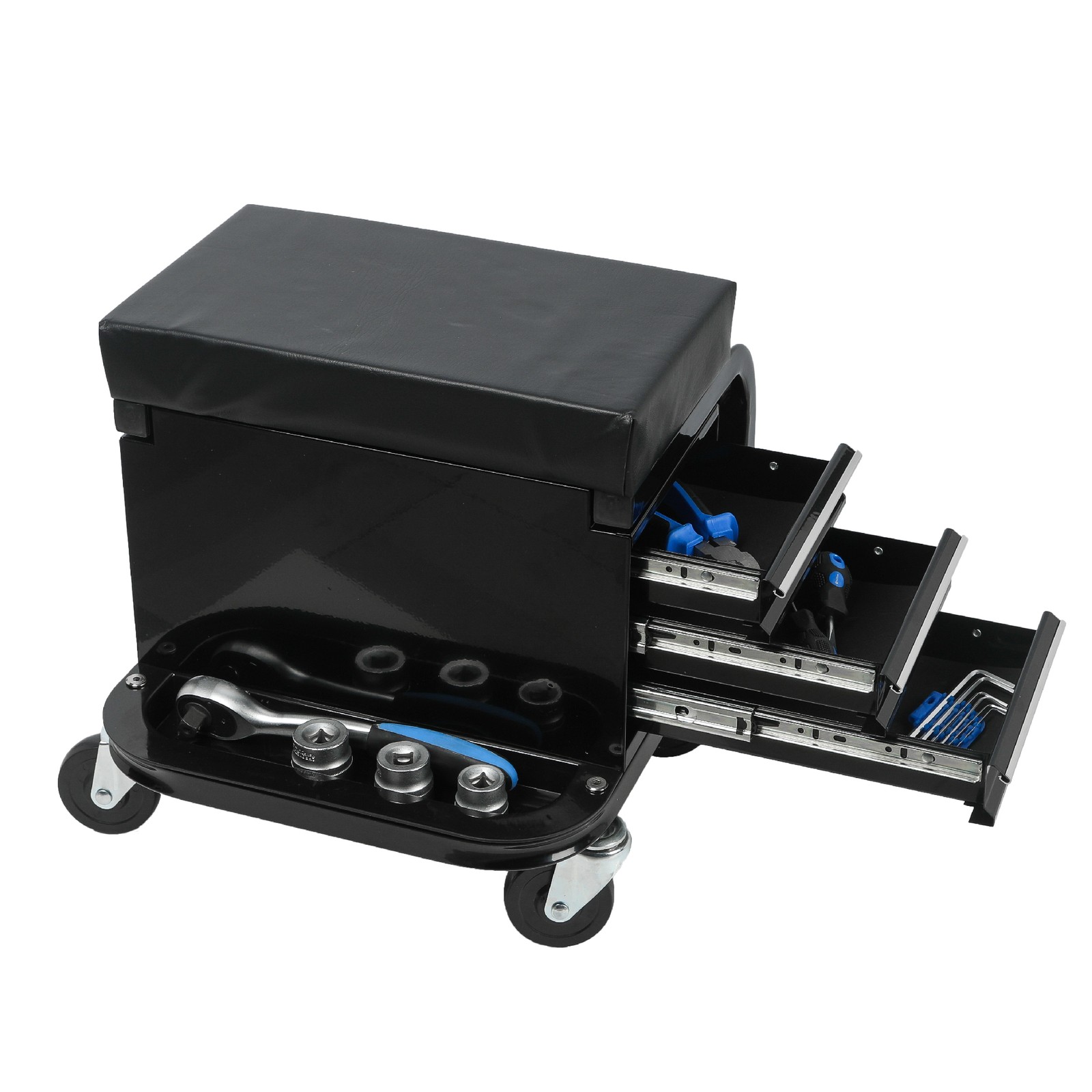 Rolling Creeper Garage/Shop Seat with Three Built-in Drawers