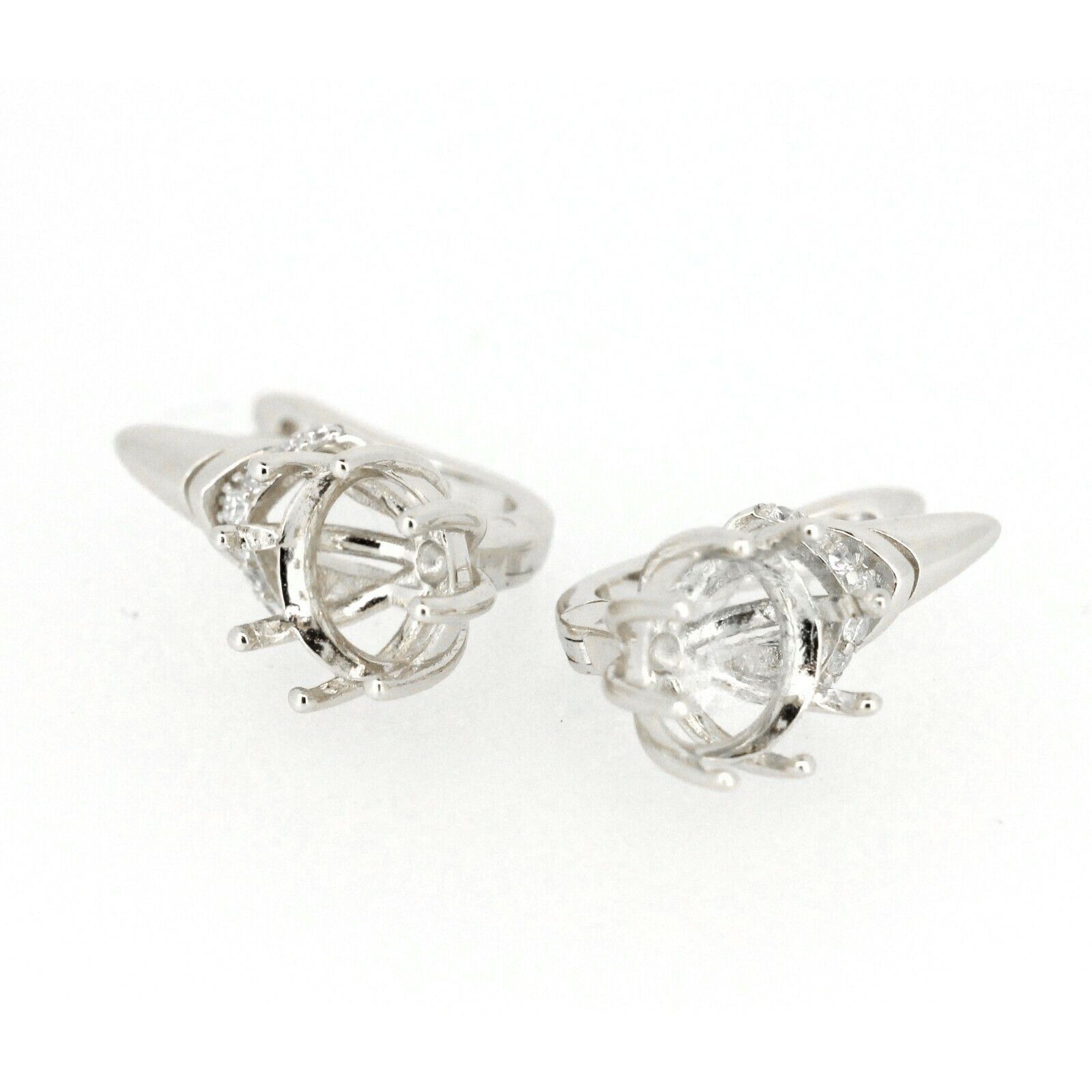 Sterling Silver Semi Mount Earrings Setting Round RD 8x8mm