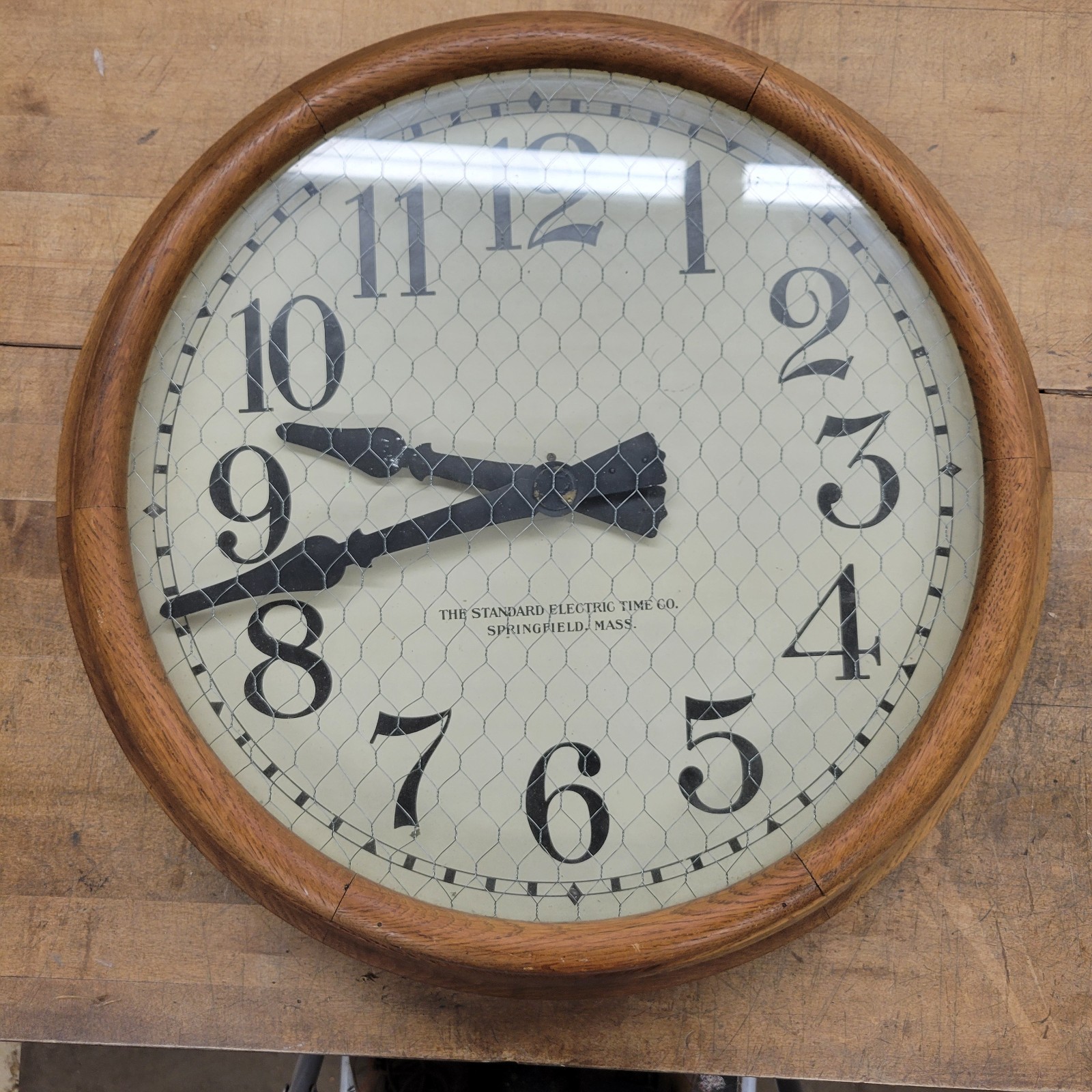 Antique Standard Electric Time Co. Springfield, Mass. Oak Wall Clock Slave