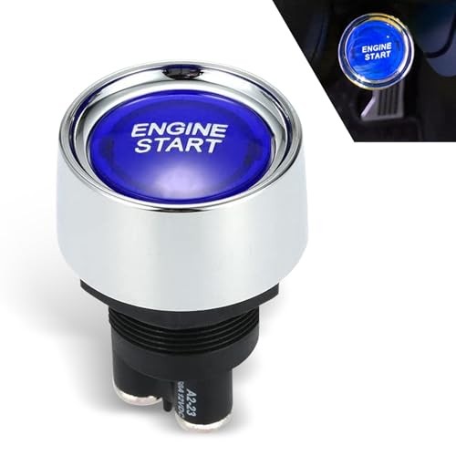 Car Engine Start Ignition Push Switch, 1.8" x 1.3" 12V 50A Keyless 1 PC Blue