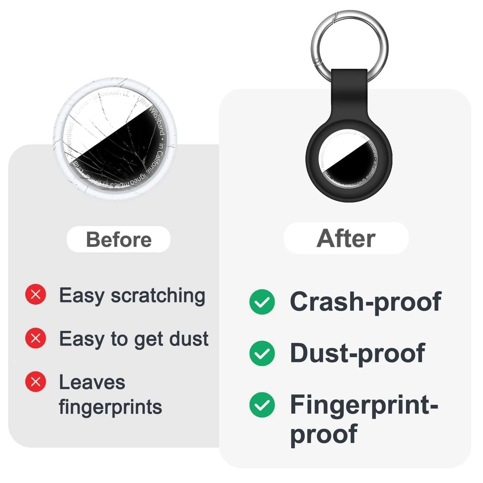 Linsaner [2 Pack] Compatible with AirTag Case Regular, D5-Black/Black
