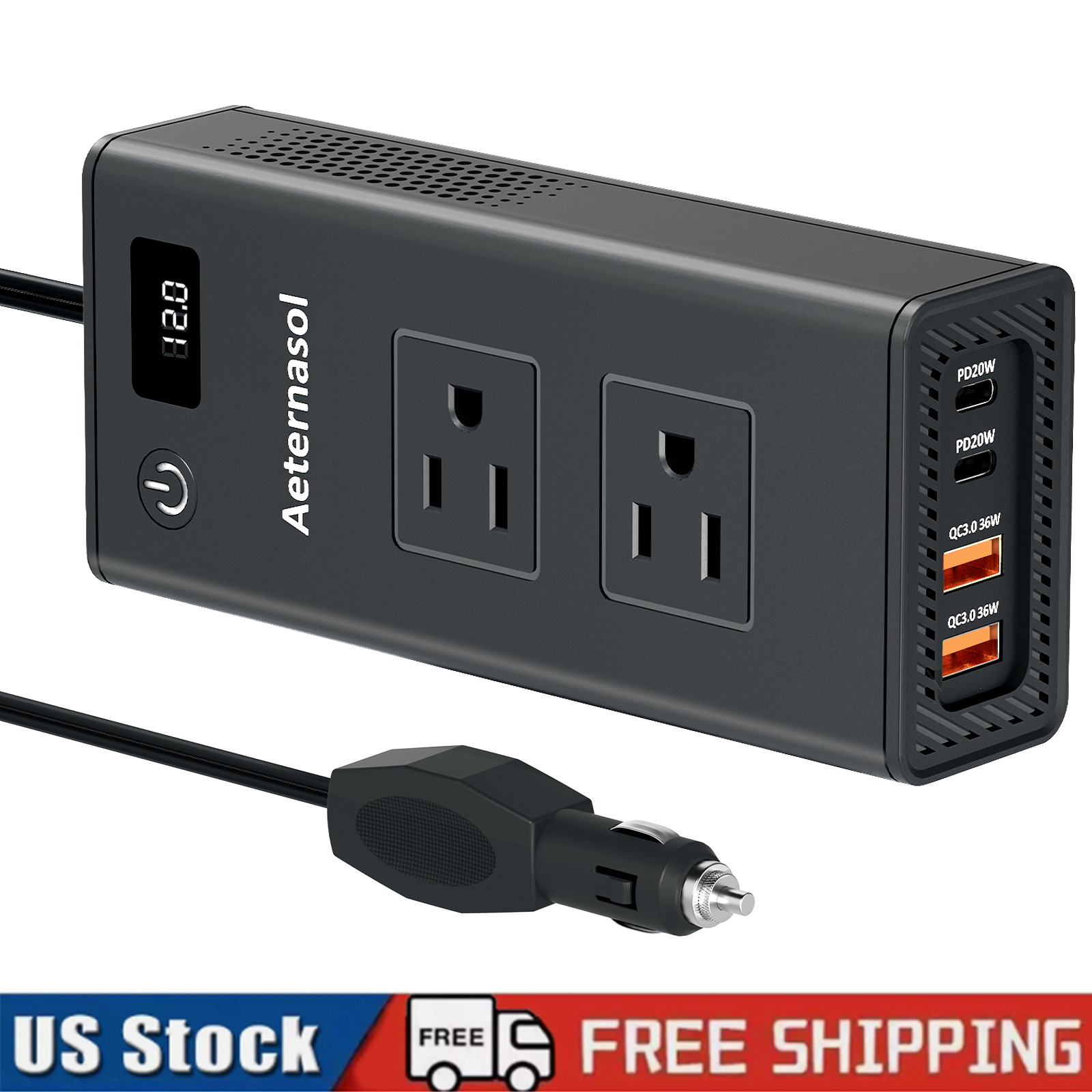 200W Car Power Inverter DC 12V to AC 110V 120V Converter Adapter Charger RV US