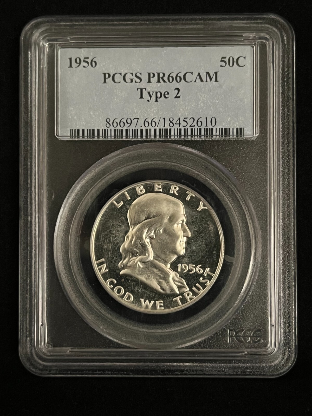 1956 Franklin Half Dollar PR66 CAM Type 2 PCGS Coin Proof Cameo White