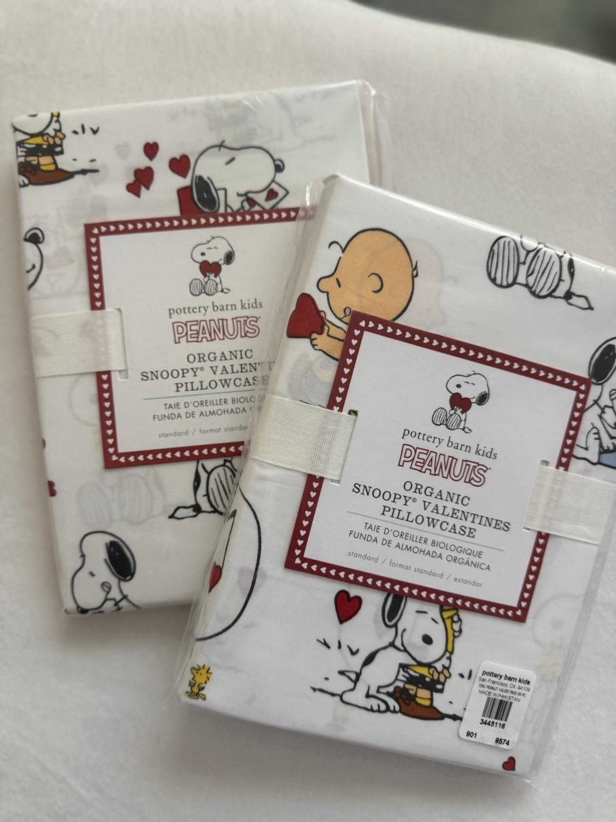 Pottery Barn Kids ~PEANUTS VALENTINE~ PILLOWCASE (1) ~ SNOOPY & LUCY Hearts LOVE
