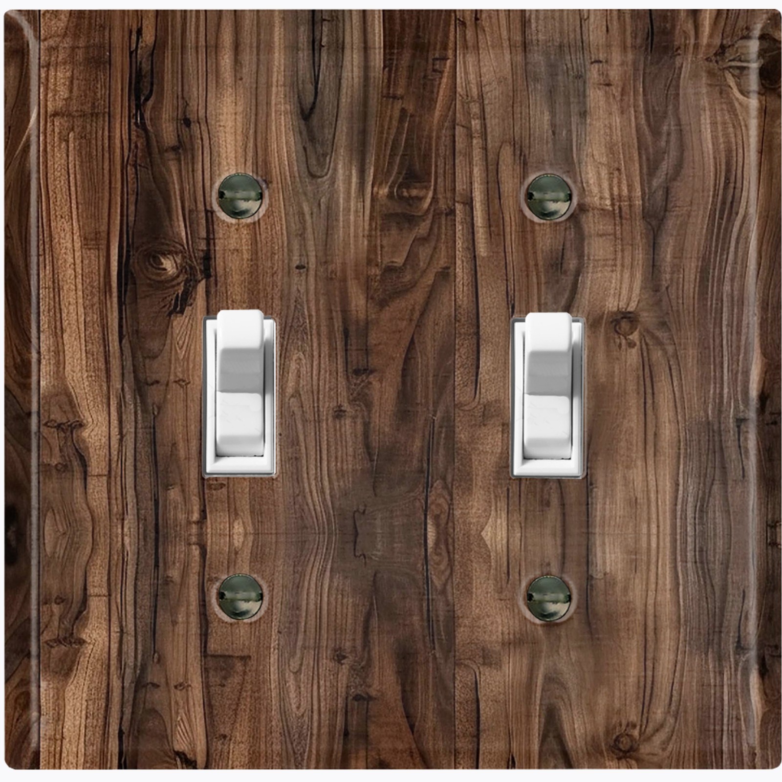 Metal Light Switch Outlet Cover Wall Plate Brown Tree Wood PRINT Decor FOS147