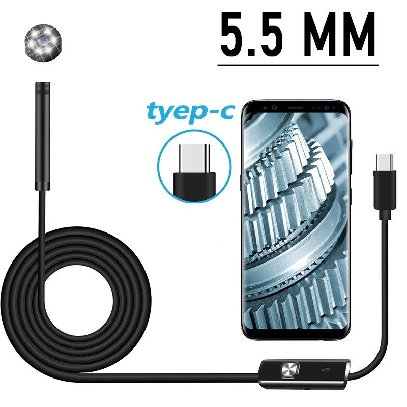 USB Endoscope Camera 7mm 5.5mm IP67 Waterproof 6 LED Android Borescope
