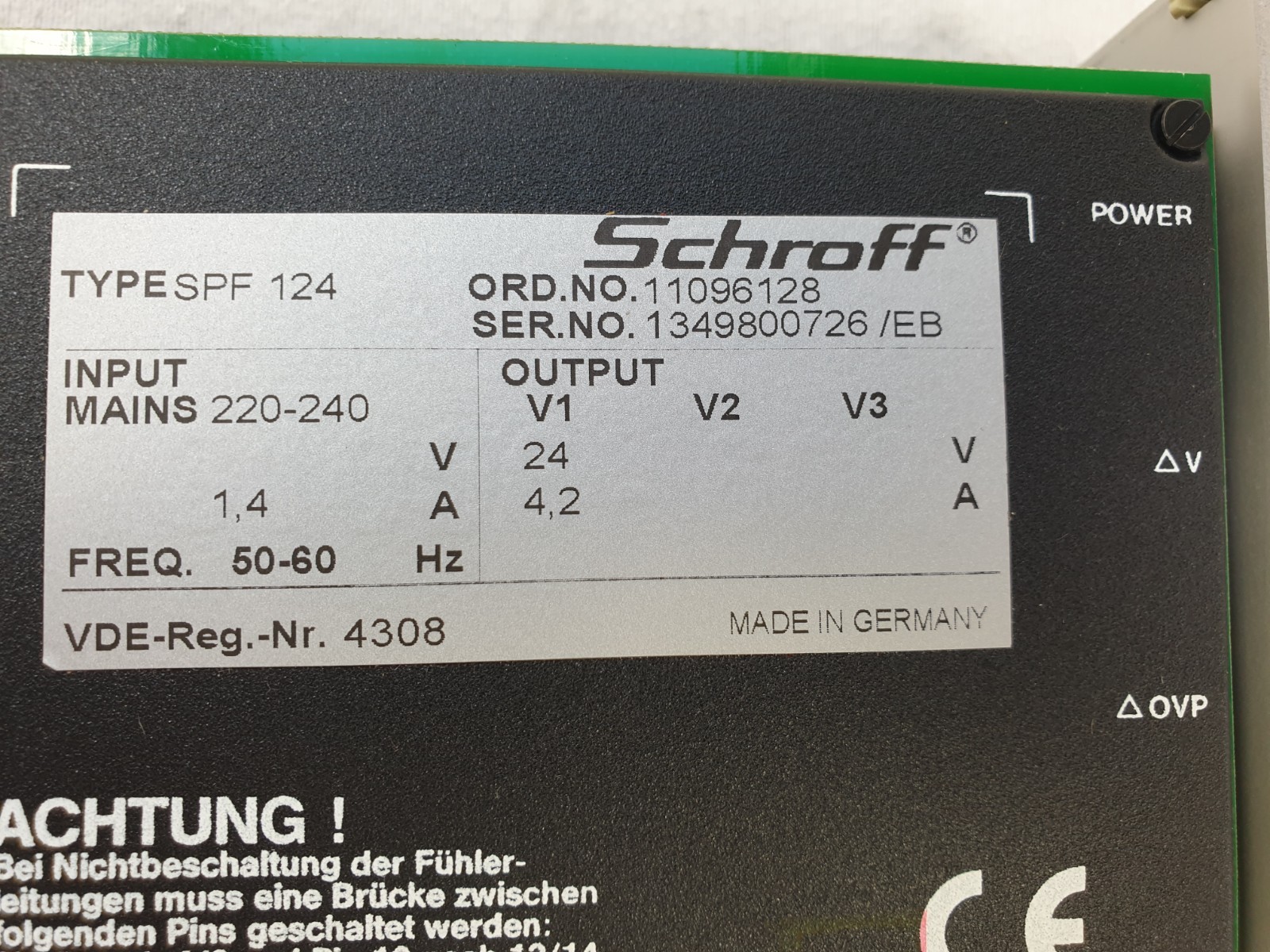 Schroff SPF 124 Power Supply Module - Unused