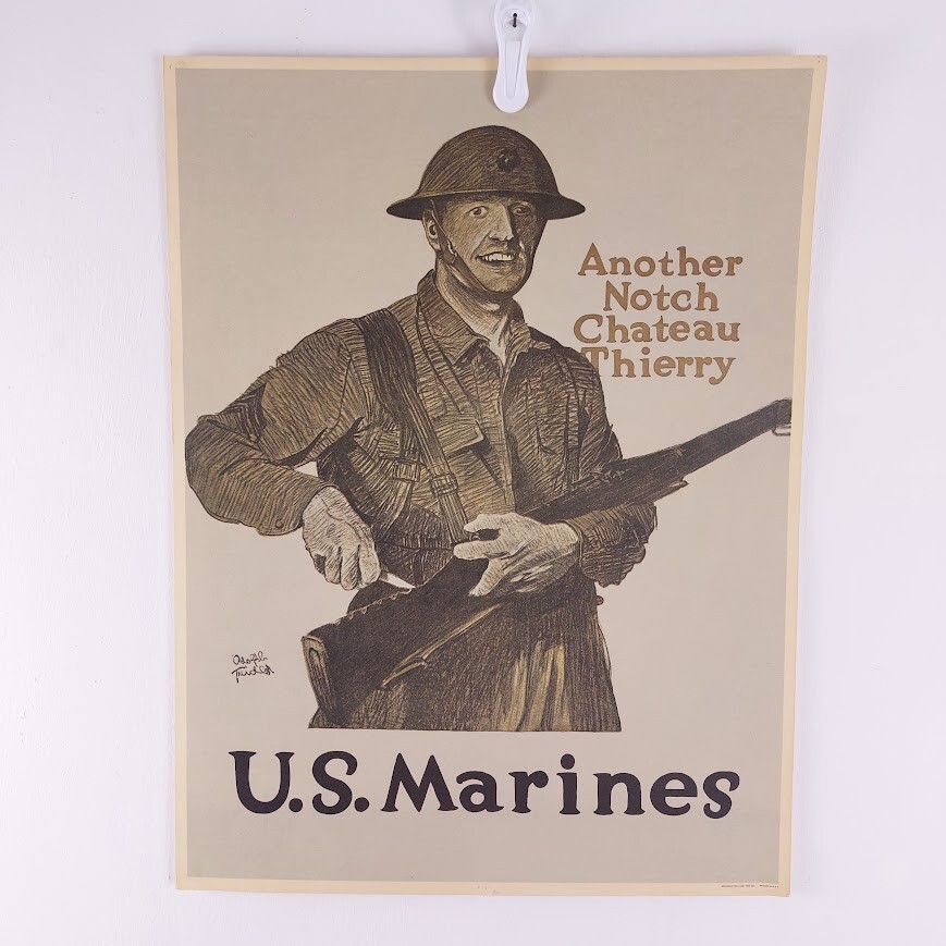 VTG 64 Repro US WWI "Another Notch Chateau Thierry" US Marines Propaganda Poster