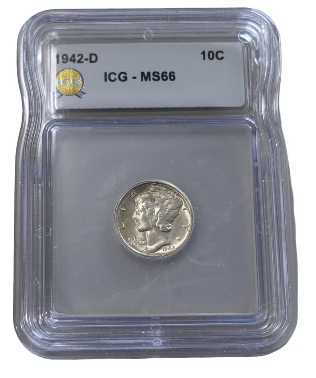 1942-D Mercury Dime 10C Silver 0.9 ICG MS66 Business Strike KM#140