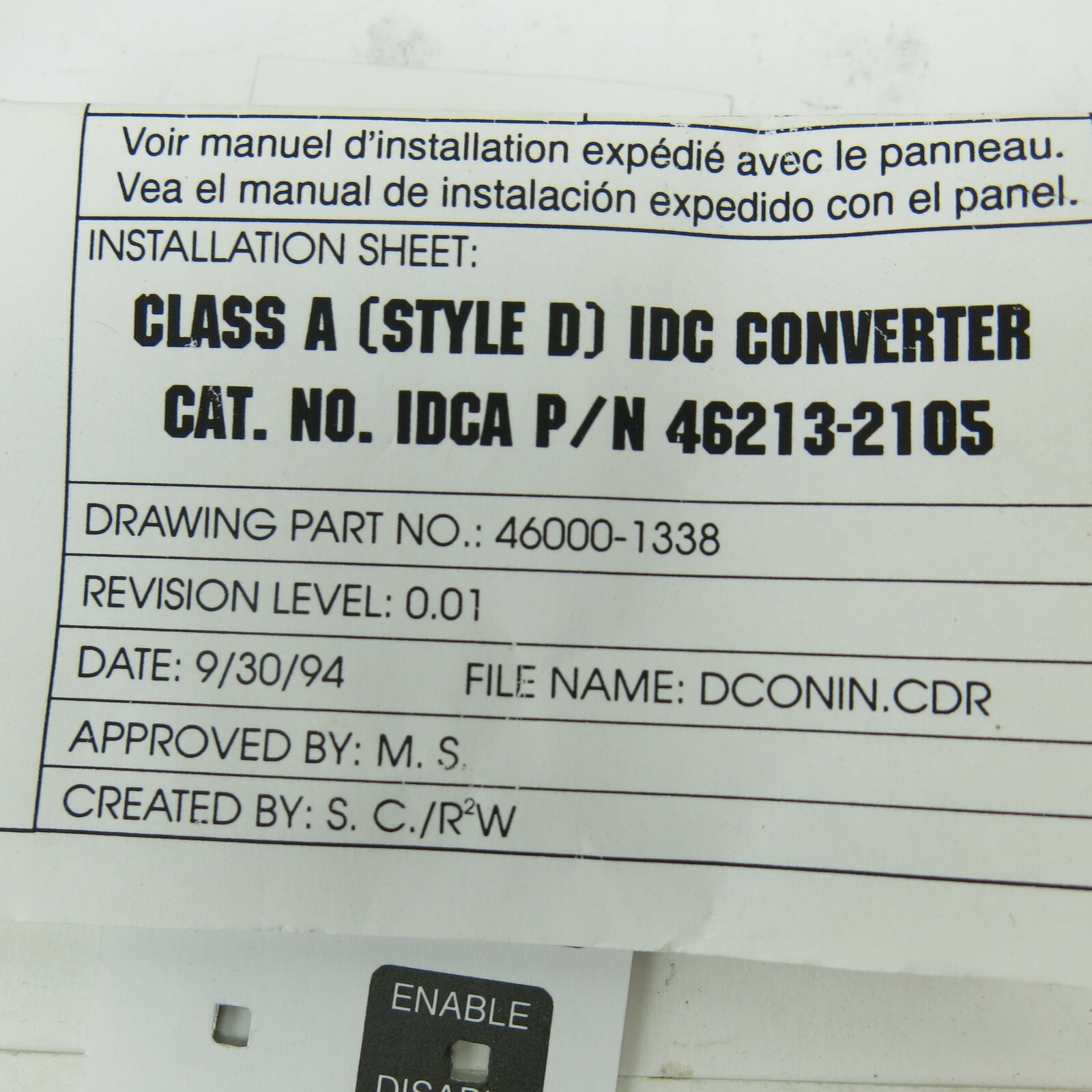 Edwards EST IDCA Module Class A Converter GS Building Systems - NOS