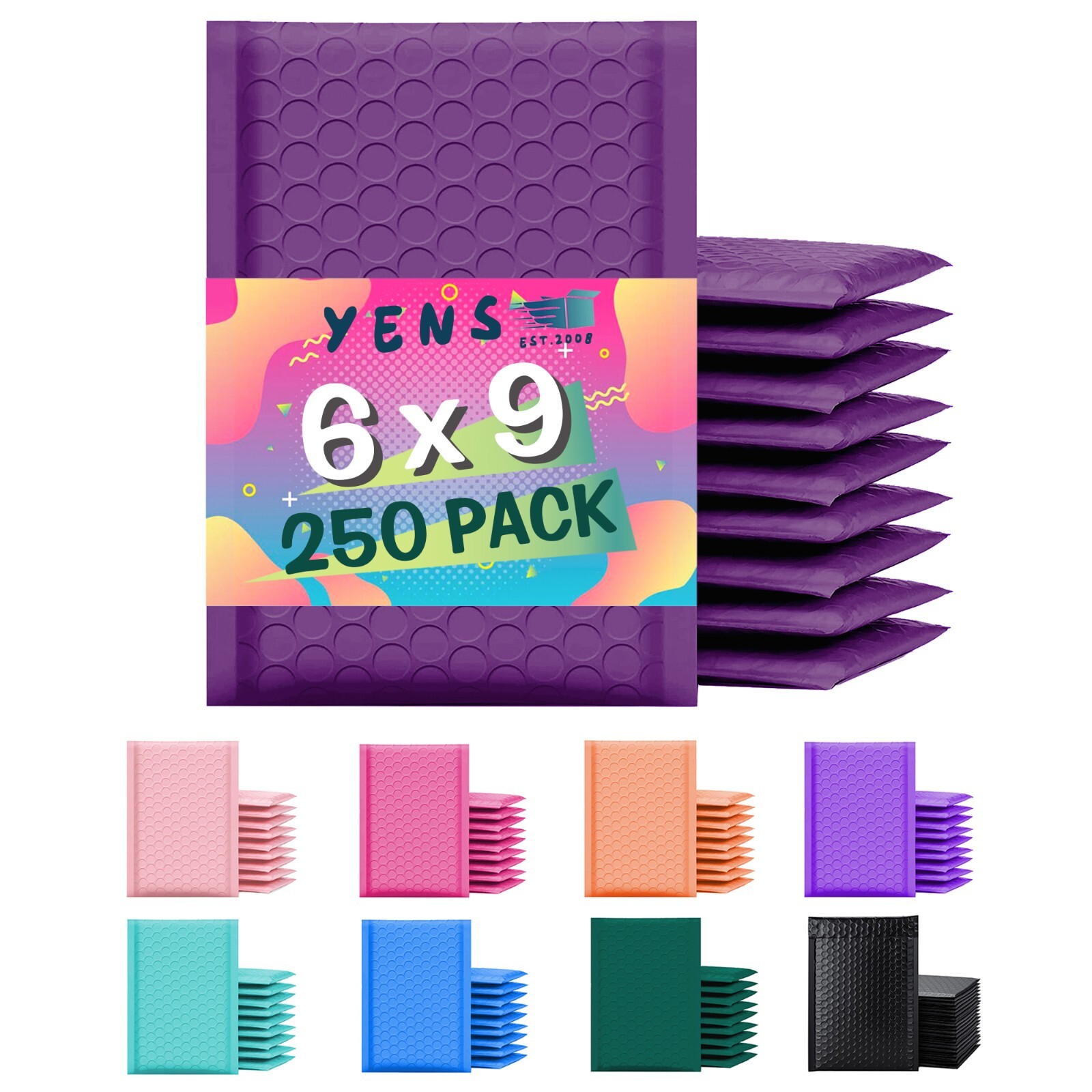 Yens® 250 #0 Poly Bubble Padded Envelopes Mailers 6 X 9 -Purple