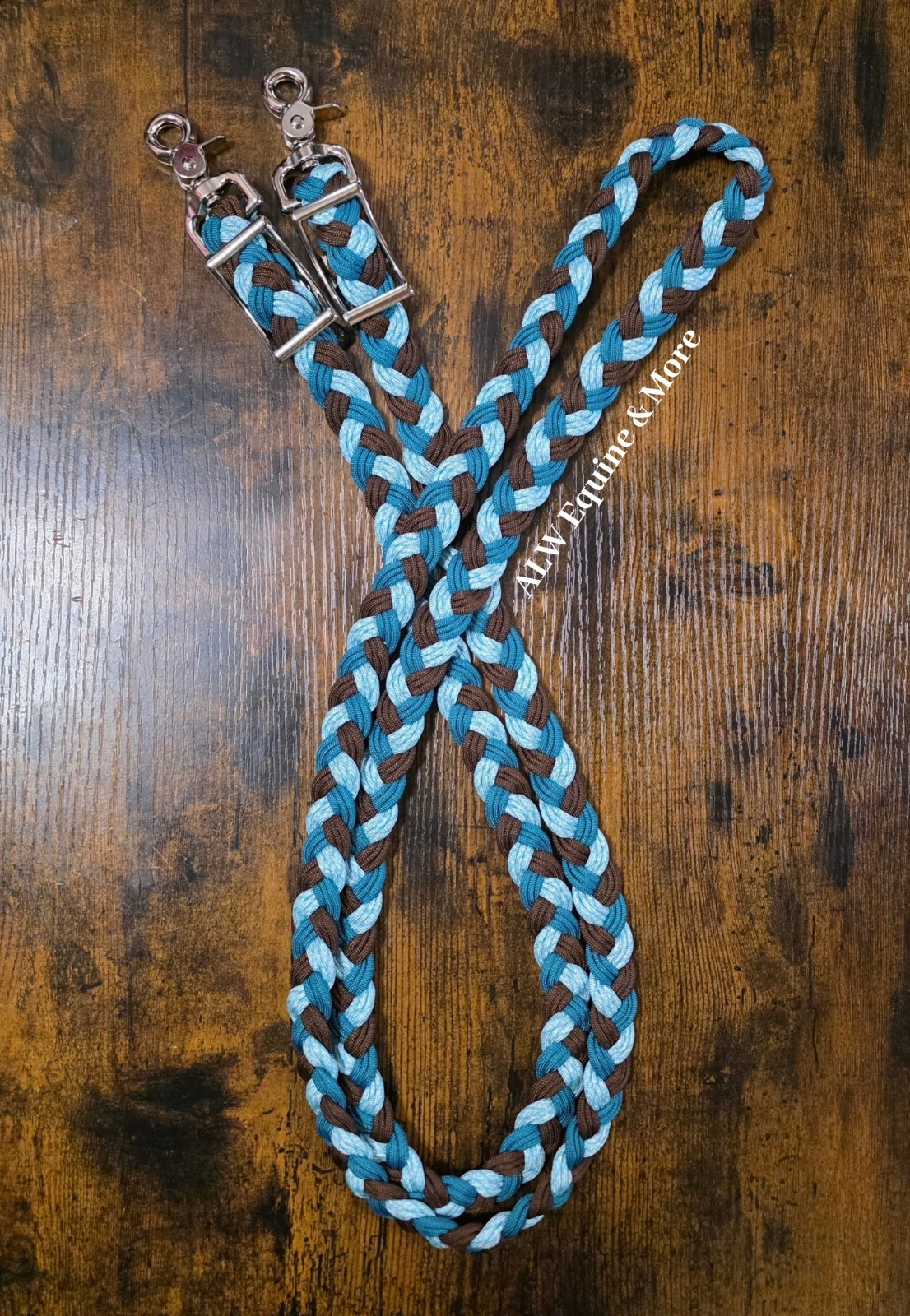 BRAND NEW Turquoise, Teal, & Brown 8ft Adjustable Paracord Reins