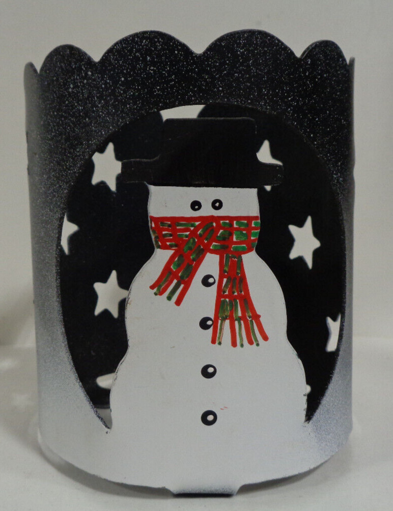 Festive Metal Snowman Candle Holder 3 Wick Christmas Decor