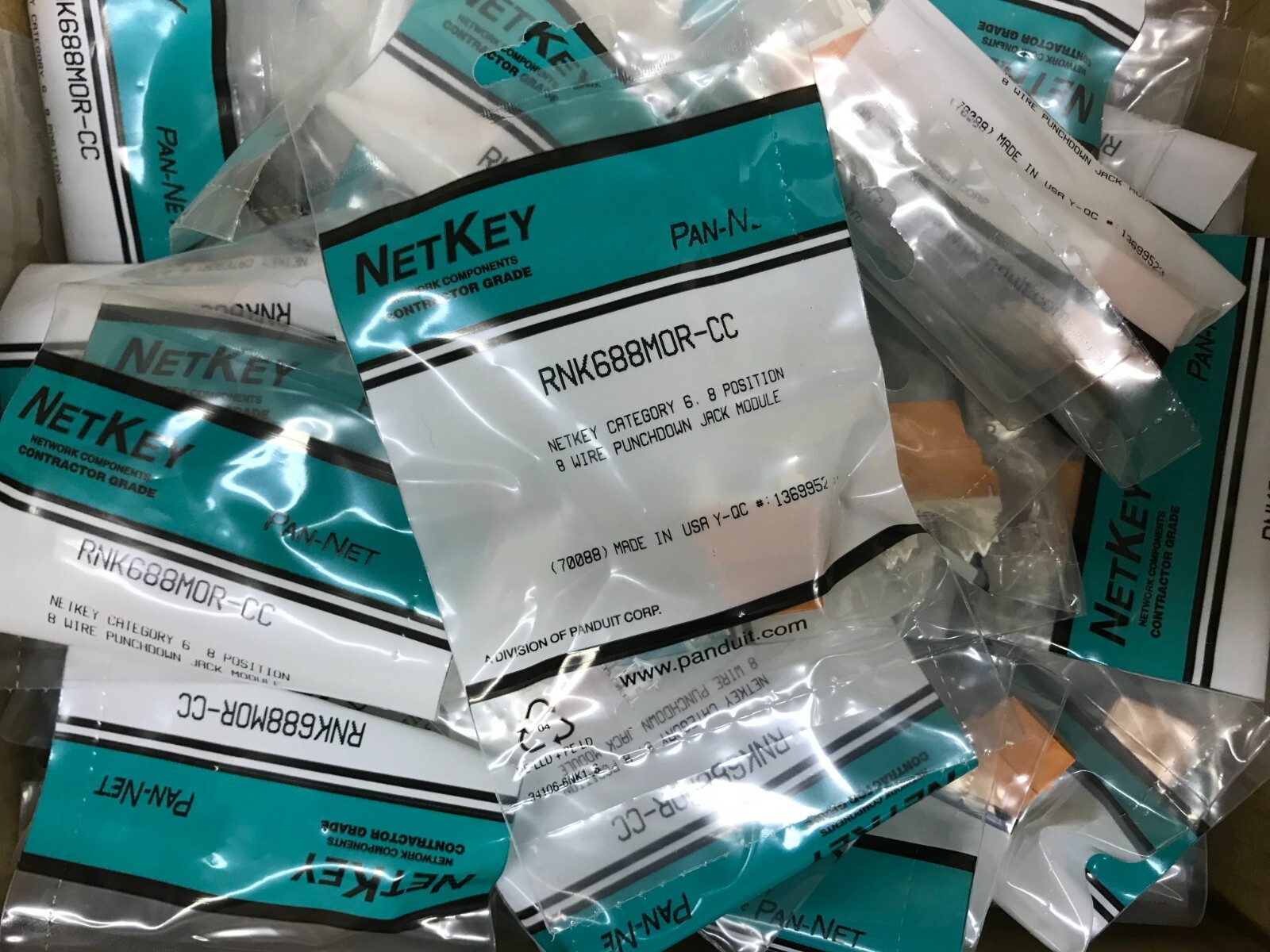 LOT of 20 Panduit NetKey Cat6 8-position Punchdown Jack Module NK688MOR Orange