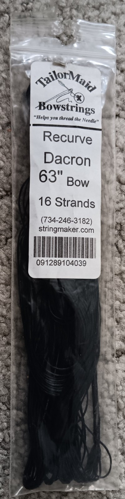 New Tailormaid Bowstring Recurve Dacron 63" Length 16 Strands!