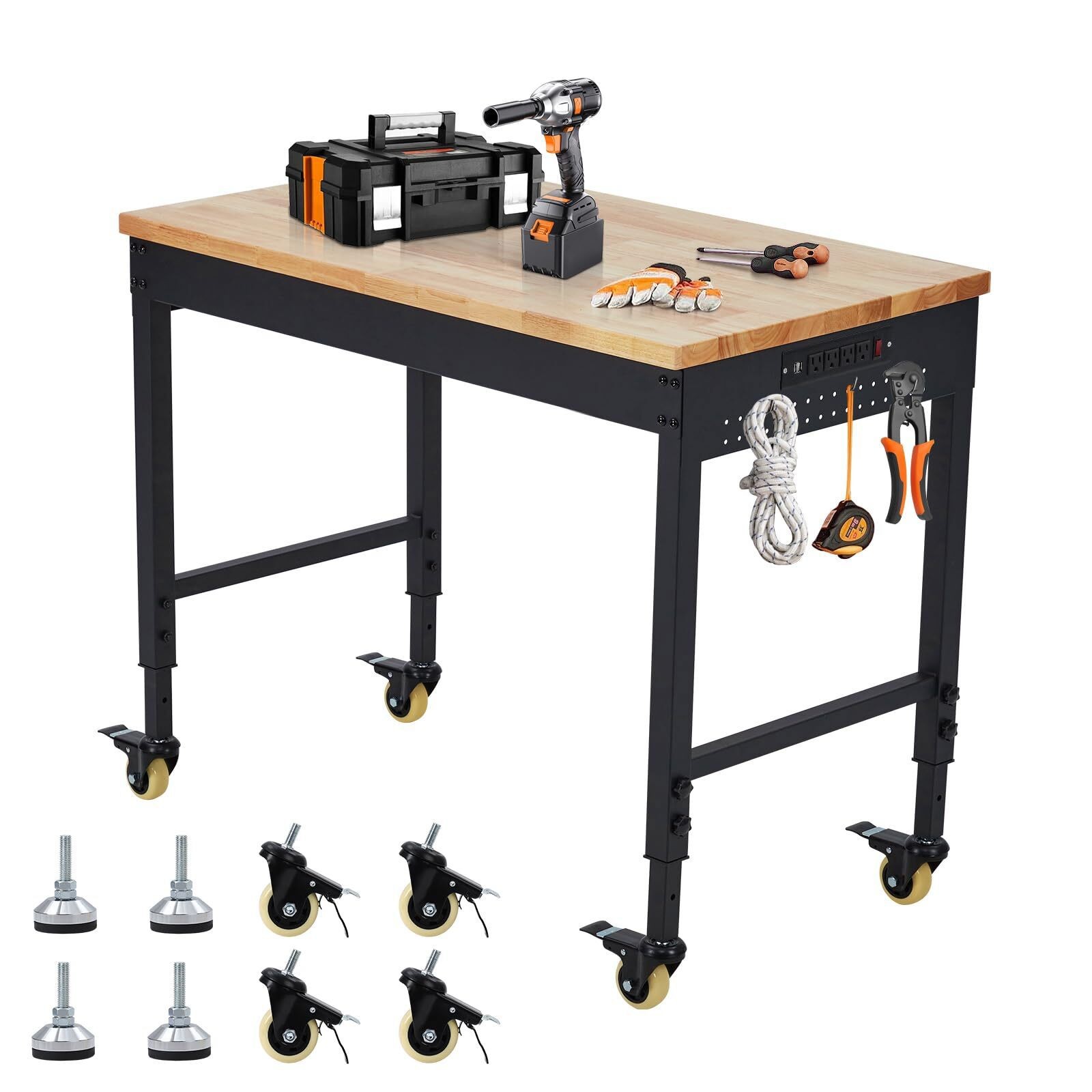 48x24 Inch Heavy Duty Adjustable Workbench 2000 Lbs Capacity Rolling Work Bench