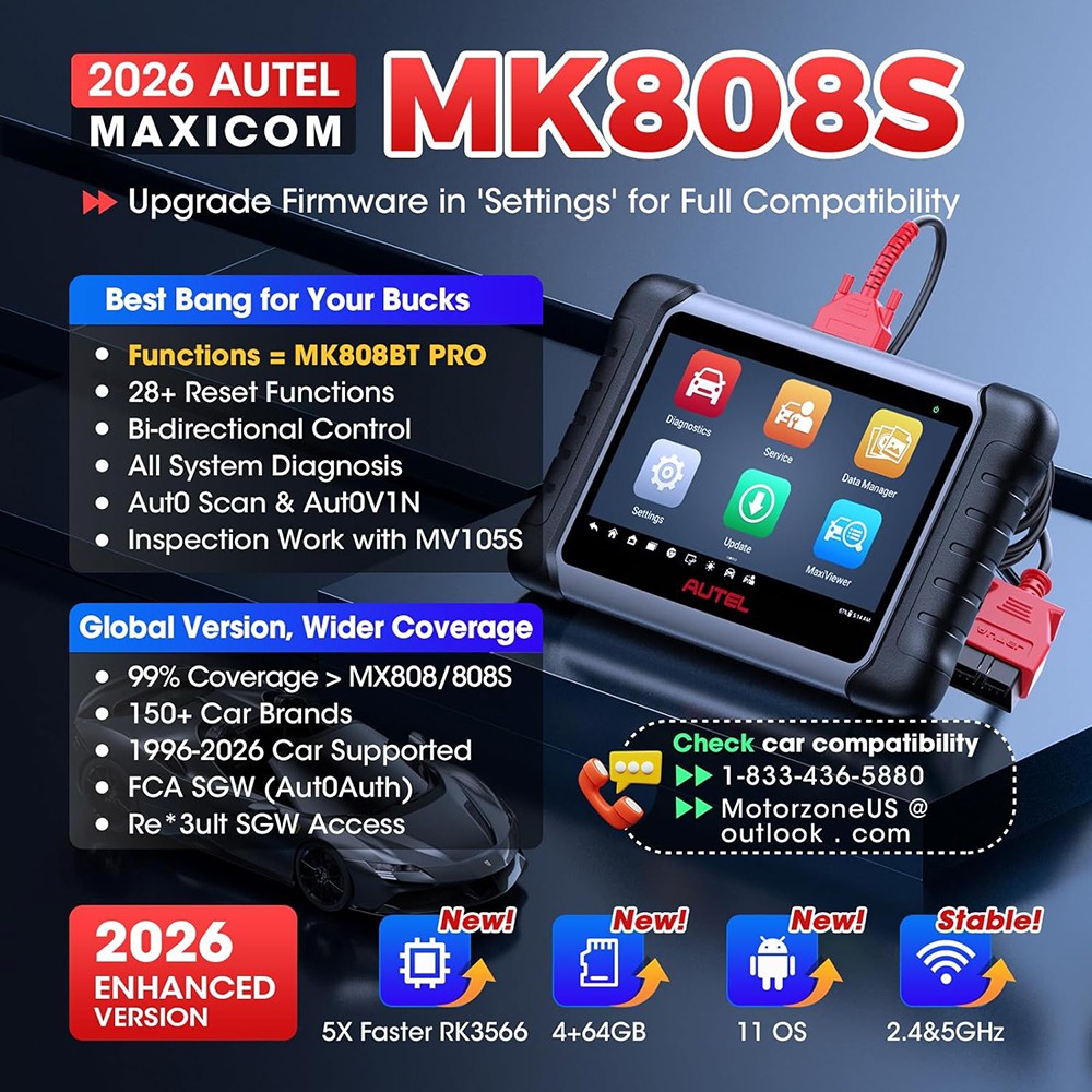 2026 Autel MaxiCOM MK808S Bidirectional Car Diagnostic Scanner Tool Key Coding