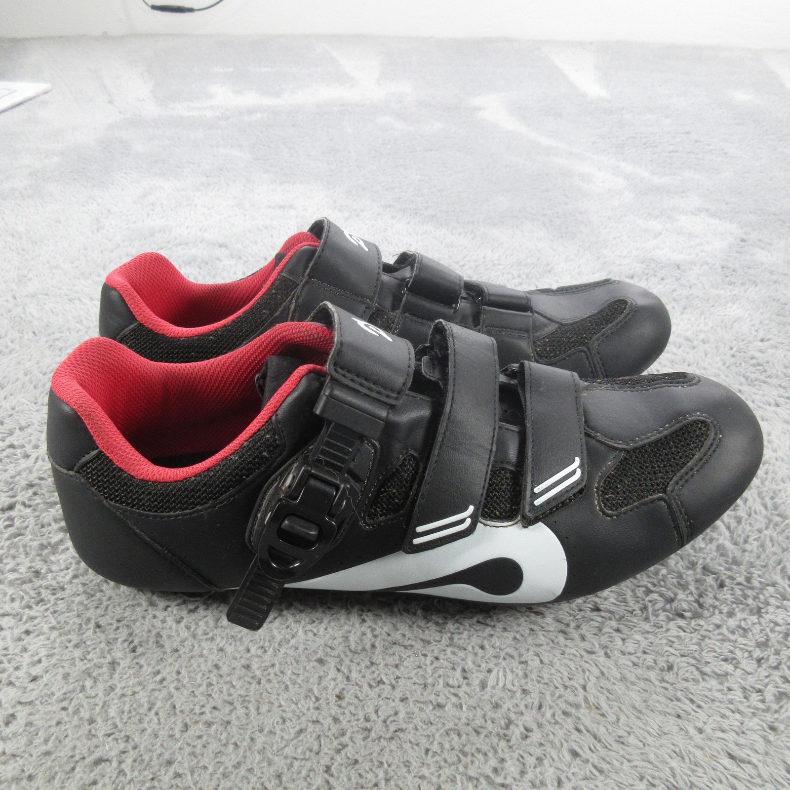 Peloton Road Cycling Shoes Mens EU 46 Black Red Look Delta 3-Bolt Cleats Spin