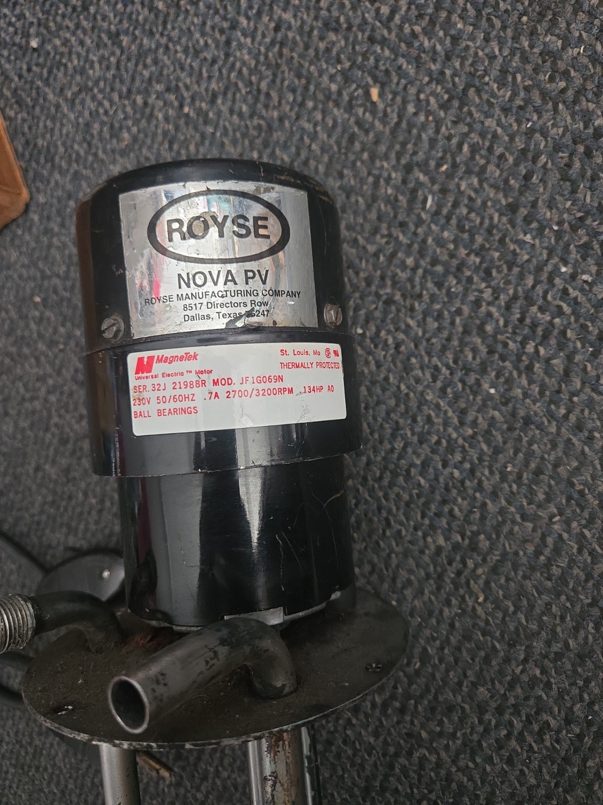 Royse Nova Pv Pump, Water Recirculation Pump, Royse. Only Missing Impeller!!