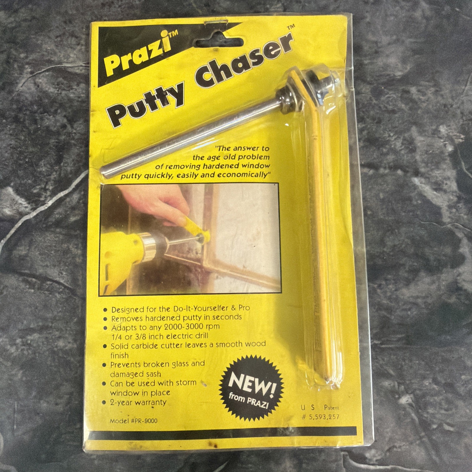 Vintage Prazi Putty Chaser PR9000 Window Glazing Removal Tool Drill Bit