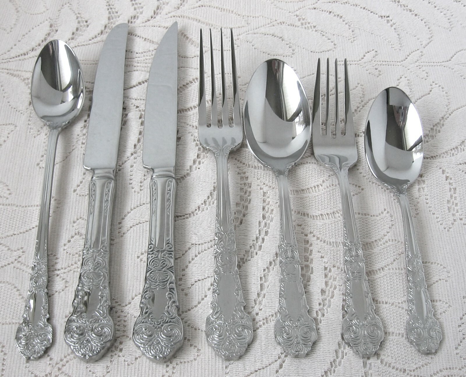 REED & BARTON Stainless Steel Flatware RENAISSSANCE 7 Piece Place Setting