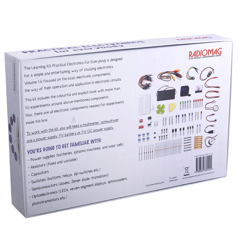 The learning package “Practical Electronics” 50+ experiments English 2019