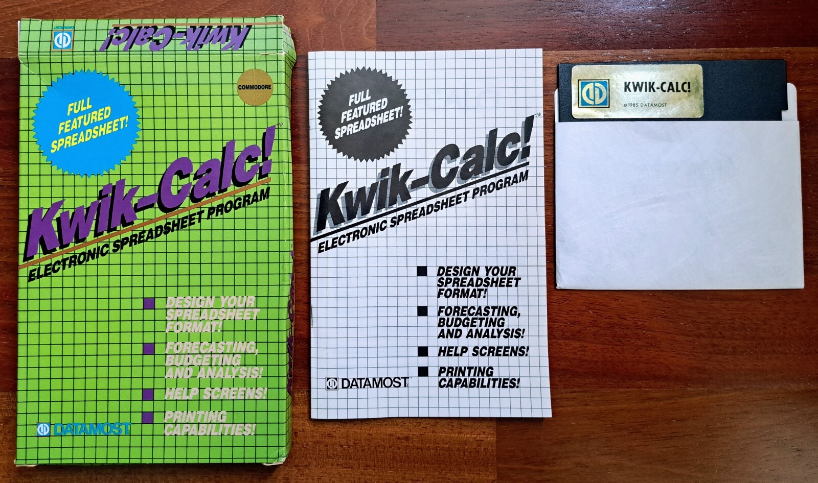 Kwik-Calc!, Datamost, Commodore, 1985, Diskette, Vintage Spreadsheet Software