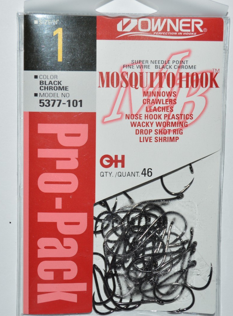 owner drop shot wacky minnow mosquito nose hook 5377-101 size 1 pro-pack
