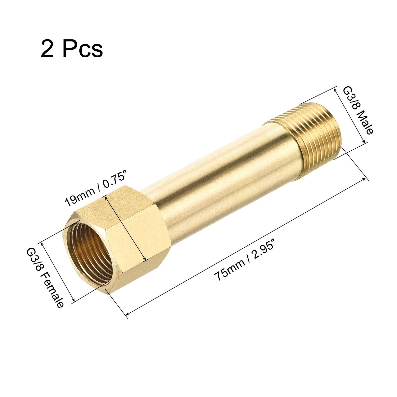 Brass Pipe Fitting G3/8 Adapter 75mm Extension Connector Hex Coupling 2 Pack