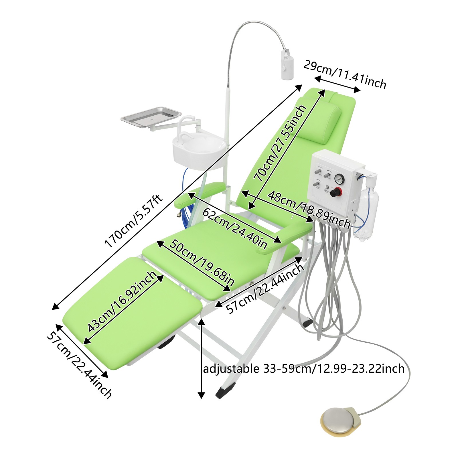 Dental Chair with Air Compressor and Cuspidor Portable Folding Treatment Unit