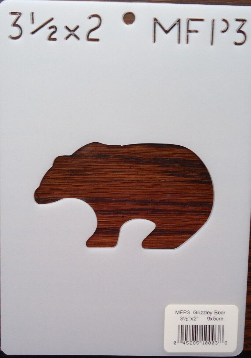 Stencil Quilting Grizzley Bear 3 1/2"x2" 9x5cm QC MFP3 stitch embroidery Journal