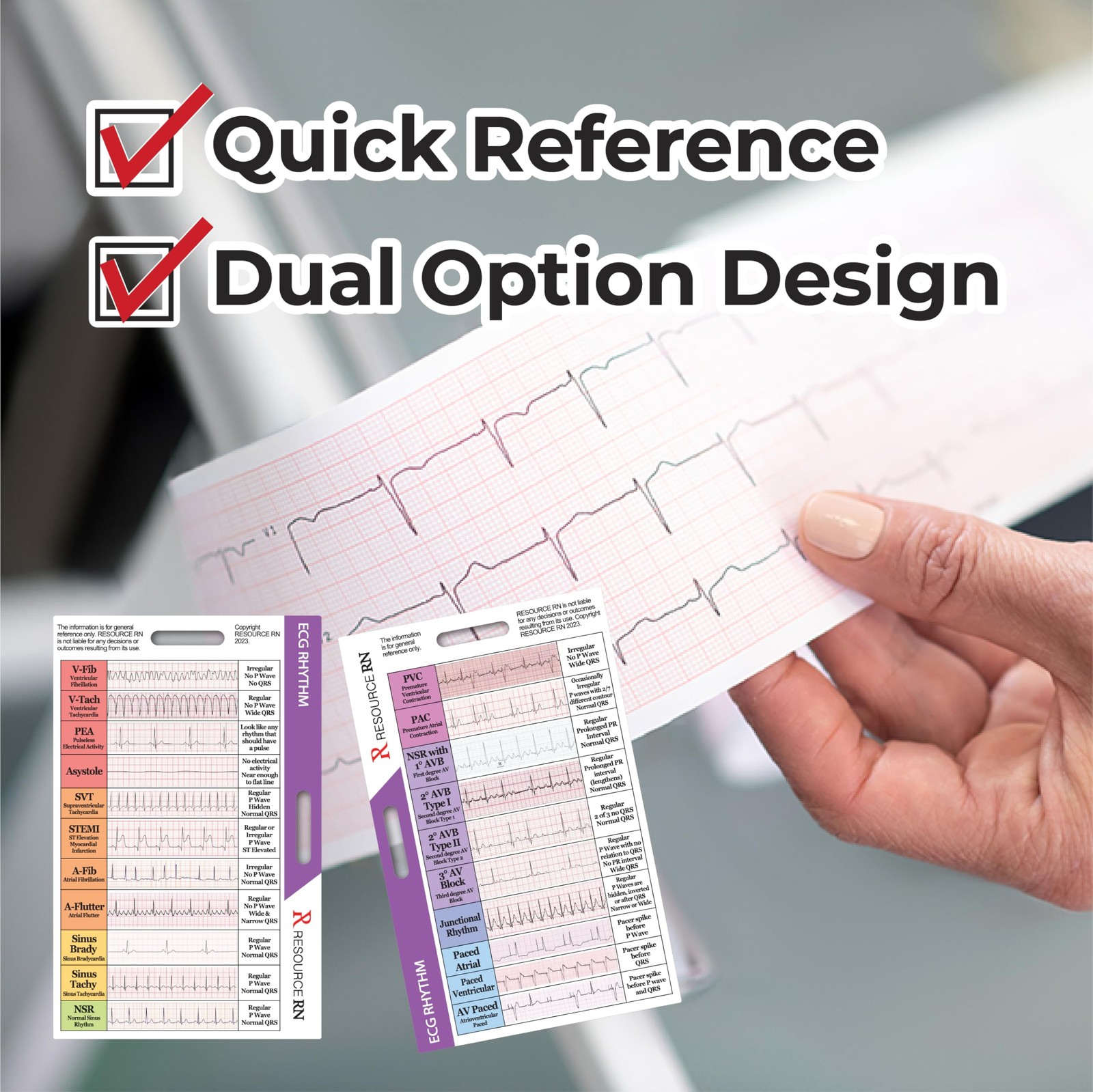 EKG Rhythm Interpretation - Compact & Portable Reference Card – Rapid Interpr...