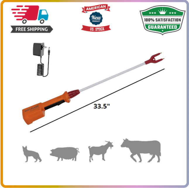 33.5" Cow Rechargeable Livestock Prod Electric Cattle Prod with Flexible Shaft