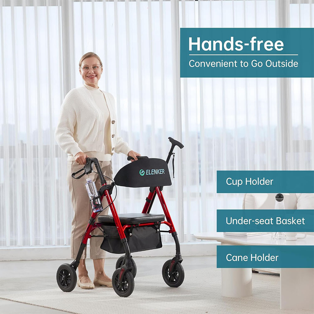 Deluxe ELENKER All-Terrain Rollator Walker Rolling Walking Seniors Wheelchair