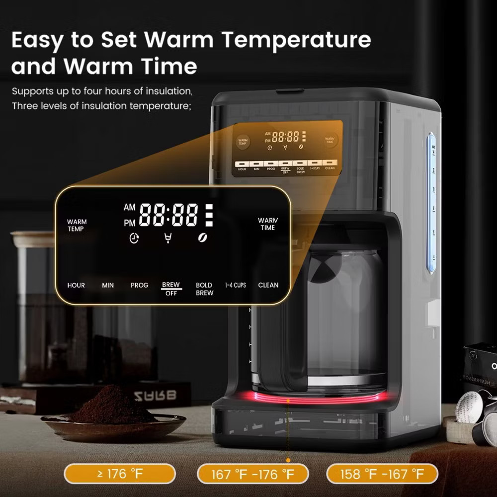 Kismile 14 Cup Drip Coffee Maker, 24-Hour Programmable Drip Coffee Machine, Bold